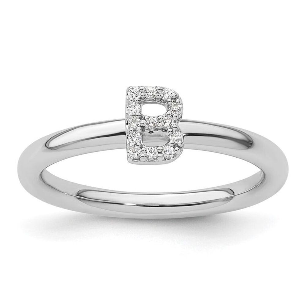 Kazi Luxury 14k White Gold Stackable Diamond Init… - image 1
